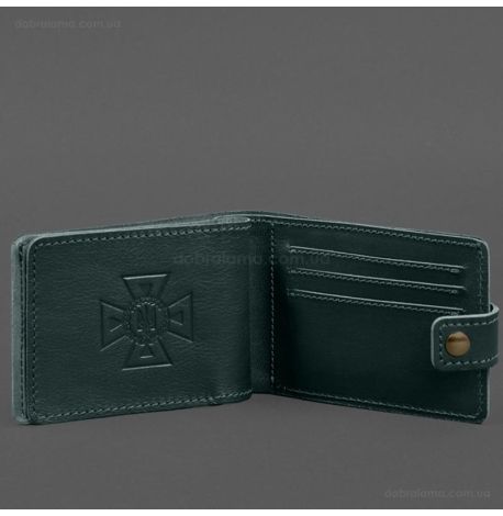 Кожаная обложка-портмоне для удостоверения ГСЧС (зеленая)