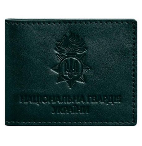 Кожаная обложка для удостоверения Национальной гвардии Украины (зеленая)