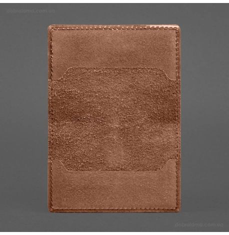 Шкіряна обкладинка для пенсійного посвідчення (світло-коричнева)