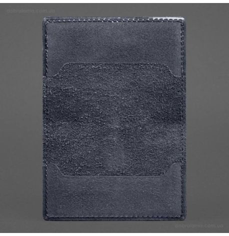 Шкіряна обкладинка для пенсійного посвідчення (темно-синя)