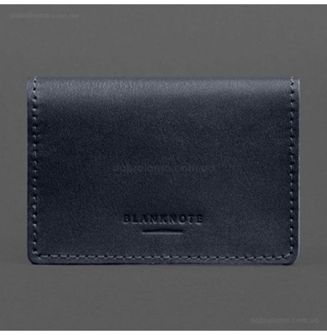 Шкіряна обкладинка для пенсійного посвідчення (темно-синя)