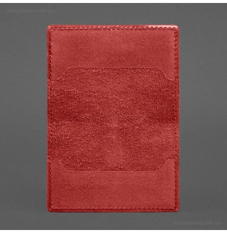 Шкіряна обкладинка для пенсійного посвідчення (червона)