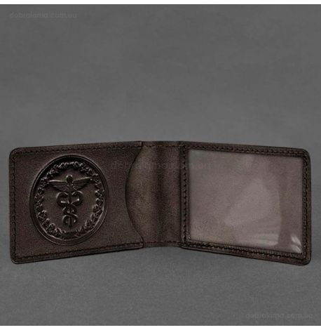 Кожаная обложка для удостоверения Государственной налоговой службы (темно-коричневая) кожа Krast