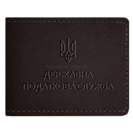 Кожаная обложка для удостоверения Государственной налоговой службы (темно-коричневая) кожа Krast
