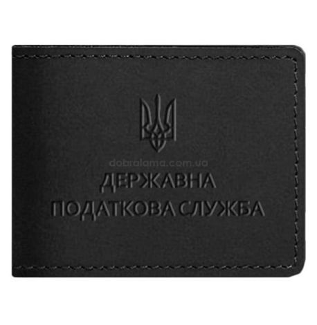 Шкіряна обкладинка для посвідчення Державної податкової служби (чорна) шкіра Krast