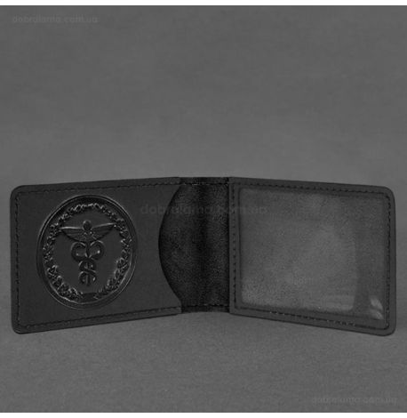 Шкіряна обкладинка для посвідчення Державної податкової служби (чорна) шкіра Crazy Horse