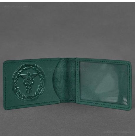 Шкіряна обкладинка для посвідчення Державної податкової служби (зелена) шкіра Crazy Horse