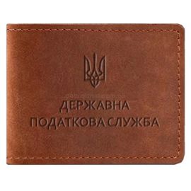 Кожаная обложка для удостоверения Государственной налоговой службы (светло-коричневая) кожа Crazy Horse