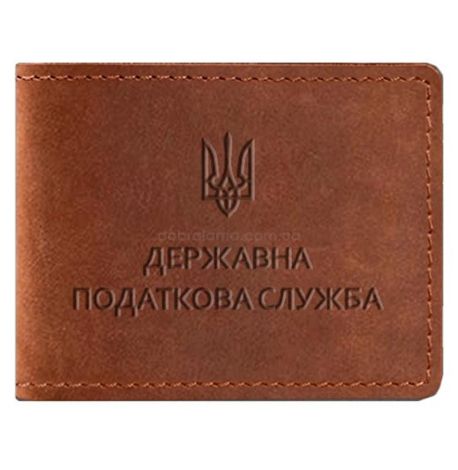 Кожаная обложка для удостоверения Государственной налоговой службы (светло-коричневая) кожа Crazy Horse