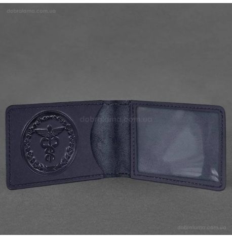 Шкіряна обкладинка для посвідчення Державної податкової служби (темно-синя) шкіра Krast