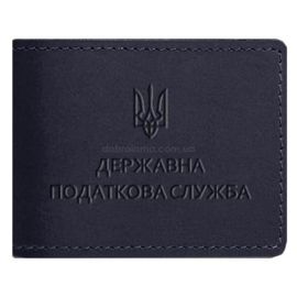 Шкіряна обкладинка для посвідчення Державної податкової служби (темно-синя) шкіра Krast