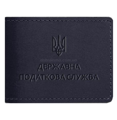 Шкіряна обкладинка для посвідчення Державної податкової служби (темно-синя) шкіра Krast