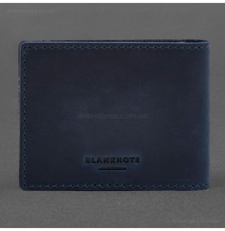 Шкіряна обкладинка для посвідчення інваліда російсько-української війни (темно-синя) шкіра Crazy Horse