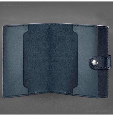 Кожаная обложка-портмоне для удостоверения офицера 11.0 (темно-синяя)