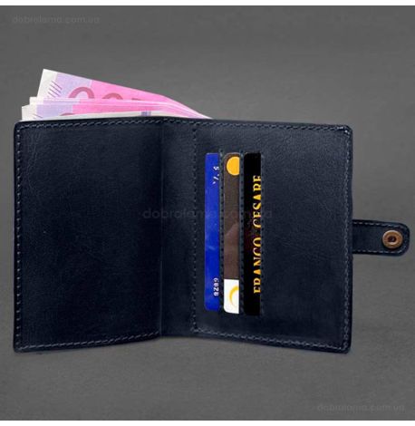 Кожаная обложка-портмоне для удостоверения офицера 11.0 (темно-синяя)