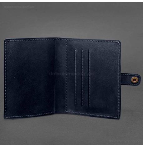 Кожаная обложка-портмоне для удостоверения офицера 11.0 (темно-синяя)