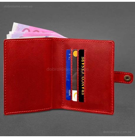 Кожаная обложка-портмоне для удостоверения офицера 11.0 (красная)