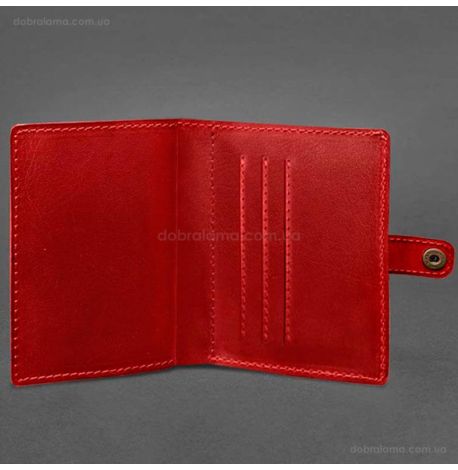 Кожаная обложка-портмоне для удостоверения офицера 11.0 (красная)