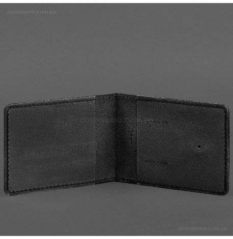 Кожаная обложка для удостоверения УБД с карманом для жетона (черная), 8,5х11,5