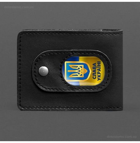 Кожаная обложка для удостоверения УБД с карманом для жетона (черная), 8,5х11,5