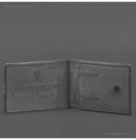 Кожаная обложка для удостоверения УБД с карманом для жетона (черная), 8,5х11,5, кожа Crazy Horse