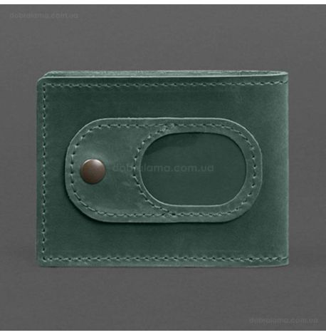 Кожаная обложка для удостоверения УБД с карманом для жетона (зеленая), 8,5х11,5, кожа Crazy Horse
