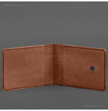 Кожаная обложка для удостоверения УБД с карманом для жетона (светло-коричневая), 8х10,5