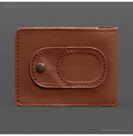 Кожаная обложка для удостоверения УБД с карманом для жетона (светло-коричневая), 8х10,5