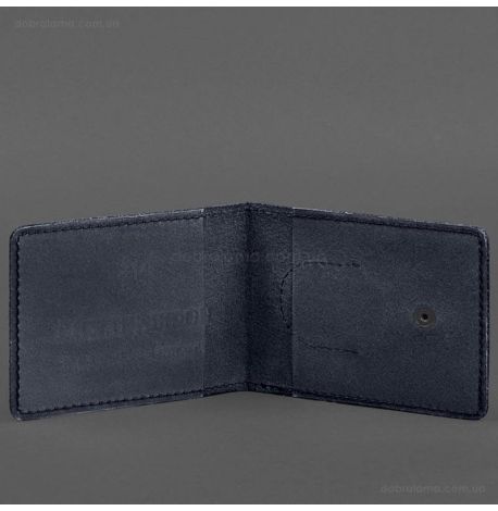 Шкіряна обкладинка для посвідчення УБД з кишенею для жетону (темно-синя), 8х10,5, шкіра Crazy Horse