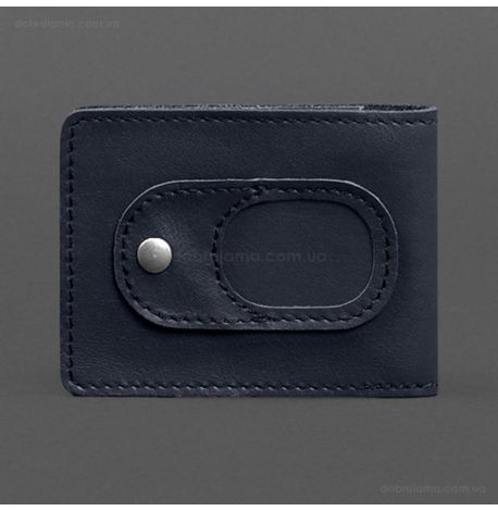 Шкіряна обкладинка для посвідчення УБД з кишенею для жетону (темно-синя), 8,5х11,5