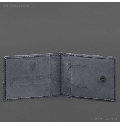 Шкіряна обкладинка для посвідчення УБД з кишенею для жетону (темно-синя), 8,5х11,5, шкіра Crazy Horse