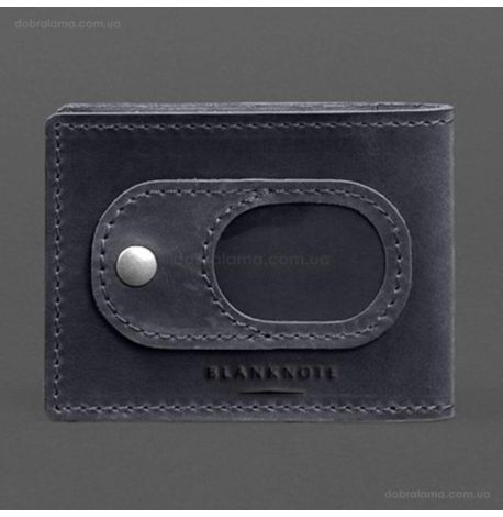 Шкіряна обкладинка для посвідчення УБД з кишенею для жетону (темно-синя), 8х10,5, шкіра Crazy Horse