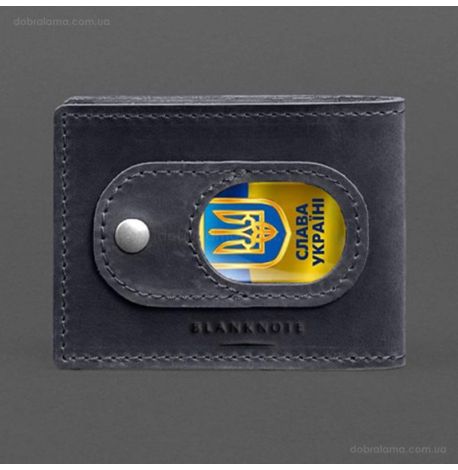 Шкіряна обкладинка для посвідчення УБД з кишенею для жетону (темно-синя), 8х10,5, шкіра Crazy Horse