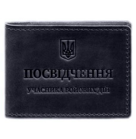 Шкіряна обкладинка для посвідчення УБД з кишенею для жетону (темно-синя), 8х10,5, шкіра Crazy Horse
