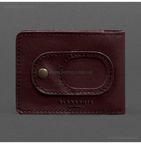 Шкіряна обкладинка для посвідчення УБД з кишенею для жетону (бордова), 8,5х11,5
