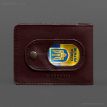 Шкіряна обкладинка для посвідчення УБД з кишенею для жетону (бордова), 8,5х11,5