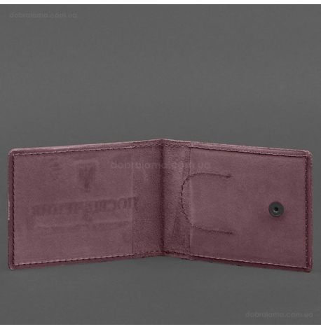 Шкіряна обкладинка для посвідчення УБД з кишенею для жетону (бордова), 8х10,5, шкіра Crazy Horse