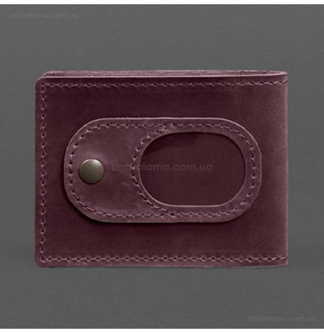 Шкіряна обкладинка для посвідчення УБД з кишенею для жетону (бордова), 8х10,5, шкіра Crazy Horse