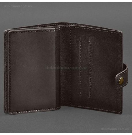 Шкіряна обкладинка-портмоне для військового квитка офіцера запасу 21.0 (темно-коричнева)