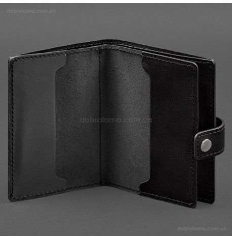 Шкіряна обкладинка-портмоне для військового квитка офіцера запасу 21.0 (чорна)