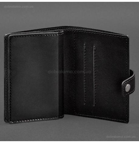 Шкіряна обкладинка-портмоне для військового квитка офіцера запасу 21.0 (чорна)