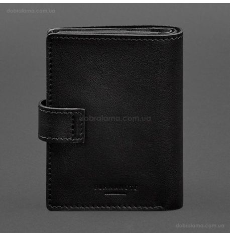 Шкіряна обкладинка-портмоне для військового квитка офіцера запасу 21.0 (чорна)
