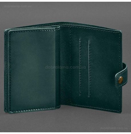 Шкіряна обкладинка-портмоне для військового квитка офіцера запасу 21.0 (зелена)