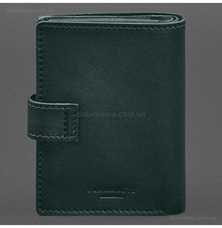 Шкіряна обкладинка-портмоне для військового квитка офіцера запасу 21.0 (зелена)