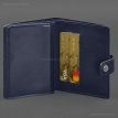 Шкіряна обкладинка-портмоне для військового квитка офіцера запасу 21.0 (темно-синя)