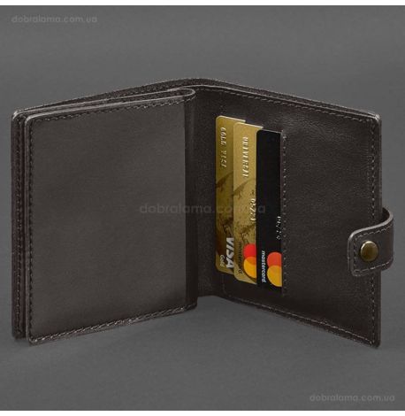 Шкіряна обкладинка-портмоне для військового квитка офіцера запасу 22.0 (темно-коричнева)