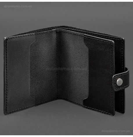 Шкіряна обкладинка-портмоне для військового квитка офіцера запасу 22.0 (чорна)