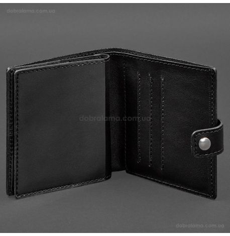 Шкіряна обкладинка-портмоне для військового квитка офіцера запасу 22.0 (чорна)