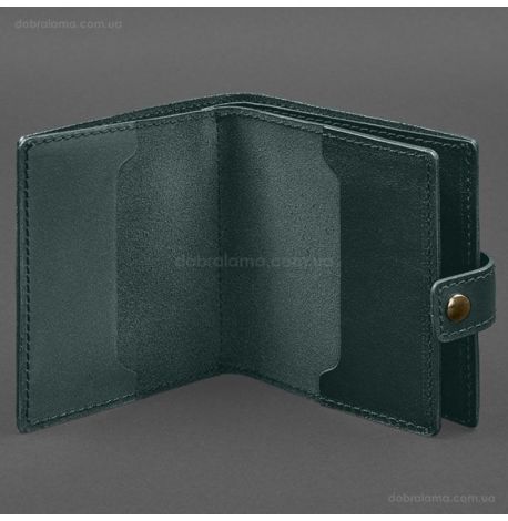 Шкіряна обкладинка-портмоне для військового квитка офіцера запасу 22.0 (зелена)