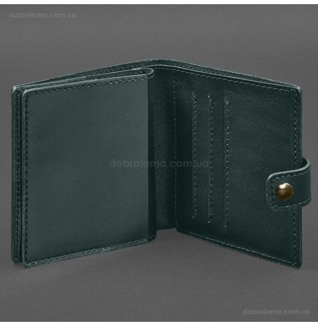 Шкіряна обкладинка-портмоне для військового квитка офіцера запасу 22.0 (зелена)